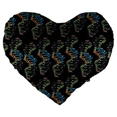 Multicolored Dna Strand Art Large 19  Premium Flano Heart Shape Cushions by ExtraGoodSauce