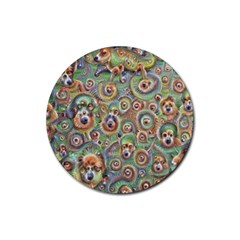 Surreal Abstract Early Ai Art Rubber Round Coaster (4 Pack) by ExtraGoodSauce