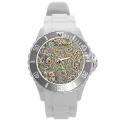 Surreal Abstract Early Ai Art Round Plastic Sport Watch (l) by ExtraGoodSauce