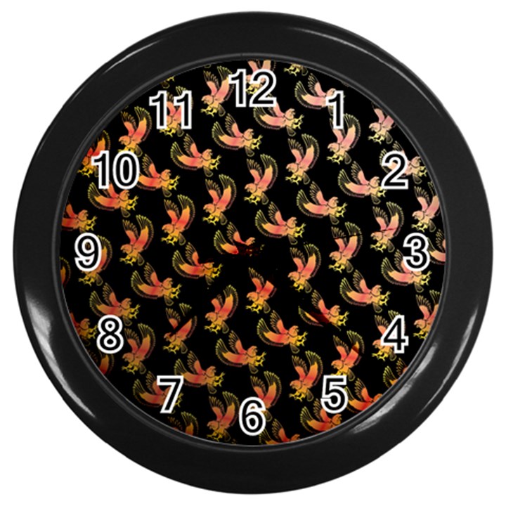 Regal Eagle Pattern Wall Clock (Black)