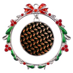 Regal Eagle Pattern Metal X mas Wreath Ribbon Ornament by ExtraGoodSauce