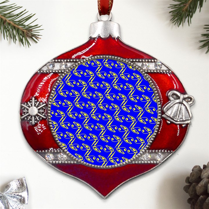 Eye of Horus Pattern Metal Snowflake And Bell Red Ornament