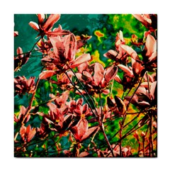 Abstract Floral Artwork Tile Coaster by ExtraGoodSauce