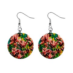 Abstract Floral Artwork Mini Button Earrings by ExtraAwesomeSauce