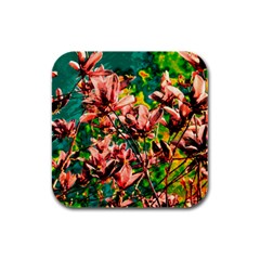 Abstract Floral Artwork Rubber Square Coaster (4 Pack) by ExtraAwesomeSauce