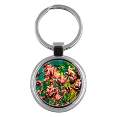 Abstract Floral Artwork Key Chain (round) by ExtraGoodSauce