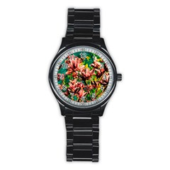 Abstract Floral Artwork Stainless Steel Round Watch by ExtraAwesomeSauce