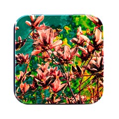 Abstract Floral Artwork Square Metal Box (black) by ExtraGoodSauce