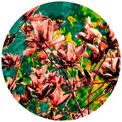 Abstract Floral Artwork Wooden Puzzle Round by ExtraGoodSauce