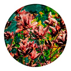 Abstract Floral Artwork Round Glass Fridge Magnet (4 Pack)