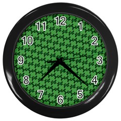 St  Patrick s Day Clovers Wall Clock (black) by ExtraAwesomeSauce