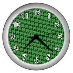 St  Patrick s Day Clovers Wall Clock (silver) by ExtraGoodSauce