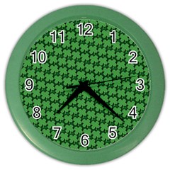 St  Patrick s Day Clovers Color Wall Clock by ExtraGoodSauce