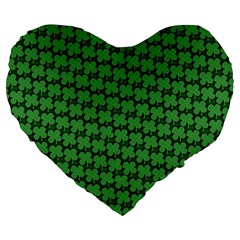 St  Patrick s Day Clovers Large 19  Premium Heart Shape Cushions by ExtraAwesomeSauce