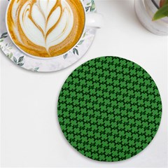 St  Patrick s Day Clovers Uv Print Round Tile Coaster by ExtraGoodSauce