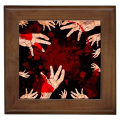 Horror Themed Bloody Hands Framed Tile by ExtraGoodSauce