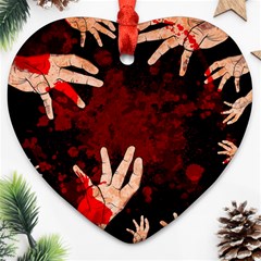 Horror Themed Bloody Hands Ornament (heart) by ExtraGoodSauce