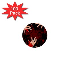 Horror Themed Bloody Hands 1  Mini Magnets (100 Pack)  by ExtraGoodSauce