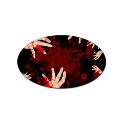 Horror Themed Bloody Hands Sticker (oval) by ExtraGoodSauce