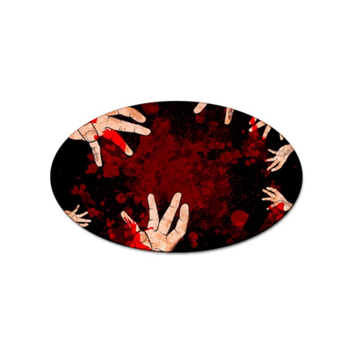 Horror Themed Bloody Hands Sticker Oval (10 pack)