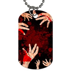 Horror Themed Bloody Hands Dog Tag (two Sides) by ExtraGoodSauce