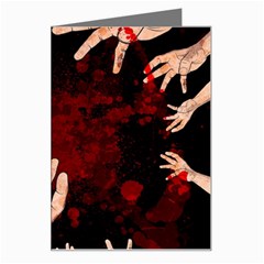 Horror Themed Bloody Hands Greeting Card by ExtraGoodSauce