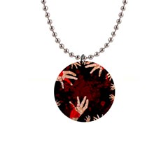 Horror Themed Bloody Hands 1  Button Necklace by ExtraGoodSauce