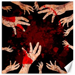 Horror Themed Bloody Hands Canvas 16  X 16  by ExtraGoodSauce