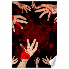 Horror Themed Bloody Hands Canvas 24  X 36  by ExtraGoodSauce