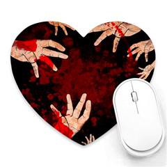 Horror Themed Bloody Hands Heart Mousepad by ExtraGoodSauce