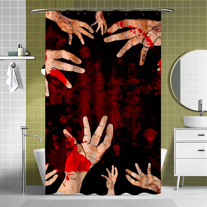 Horror Themed Bloody Hands Shower Curtain 48  x 72  (Small) 