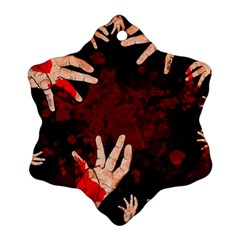 Horror Themed Bloody Hands Ornament (snowflake) by ExtraGoodSauce