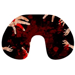 Horror Themed Bloody Hands Travel Neck Pillow by ExtraGoodSauce