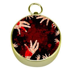 Horror Themed Bloody Hands Gold Compasses by ExtraGoodSauce