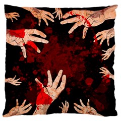 Horror Themed Bloody Hands Large Premium Plush Fleece Cushion Case (one Side) by ExtraGoodSauce