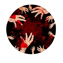 Horror Themed Bloody Hands Mini Round Pill Box by ExtraGoodSauce