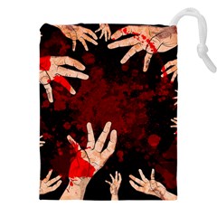 Horror Themed Bloody Hands Drawstring Pouch (4xl) by ExtraGoodSauce