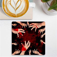 Horror Themed Bloody Hands Uv Print Square Tile Coaster  by ExtraGoodSauce