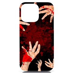 Horror Themed Bloody Hands Iphone 14 Pro Max Black Uv Print Case by ExtraGoodSauce