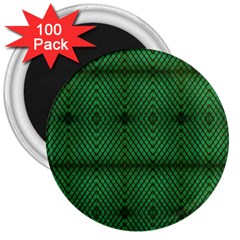 Green Diamond Grid Pattern 3  Magnets (100 pack)