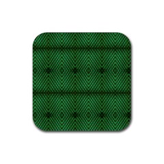 Green Diamond Grid Pattern Rubber Coaster (square) by ExtraGoodSauce