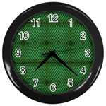 Green Diamond Grid Pattern Wall Clock (Black) Front