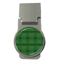 Green Diamond Grid Pattern Money Clips (Round) 