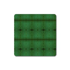 Green Diamond Grid Pattern Square Magnet