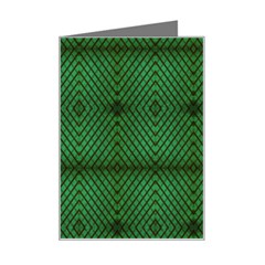 Green Diamond Grid Pattern Mini Greeting Card