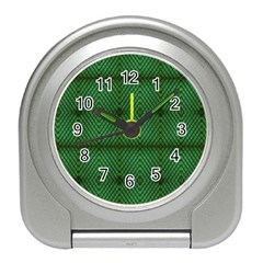 Green Diamond Grid Pattern Travel Alarm Clock