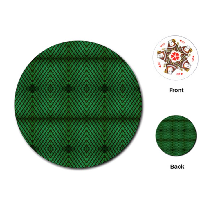 Green Diamond Grid Pattern Playing Cards Single Design (Round)