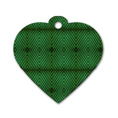 Green Diamond Grid Pattern Dog Tag Heart (One Side)