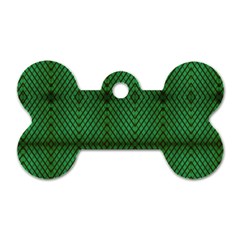 Green Diamond Grid Pattern Dog Tag Bone (One Side)