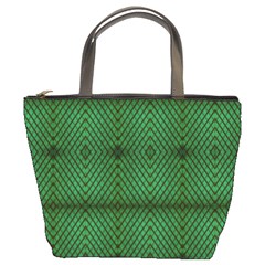 Green Diamond Grid Pattern Bucket Bag